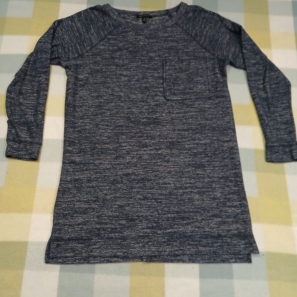 Banana Republic Knitted Tee Top Womens M Blue Raglan Sleeve Round Neck pocket
